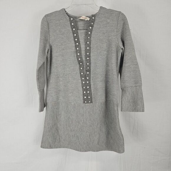 Tory Burch Yessica Sweater In Gray 3/4 Sleeve Tunic Women's Size Small - Picture 1 of 6